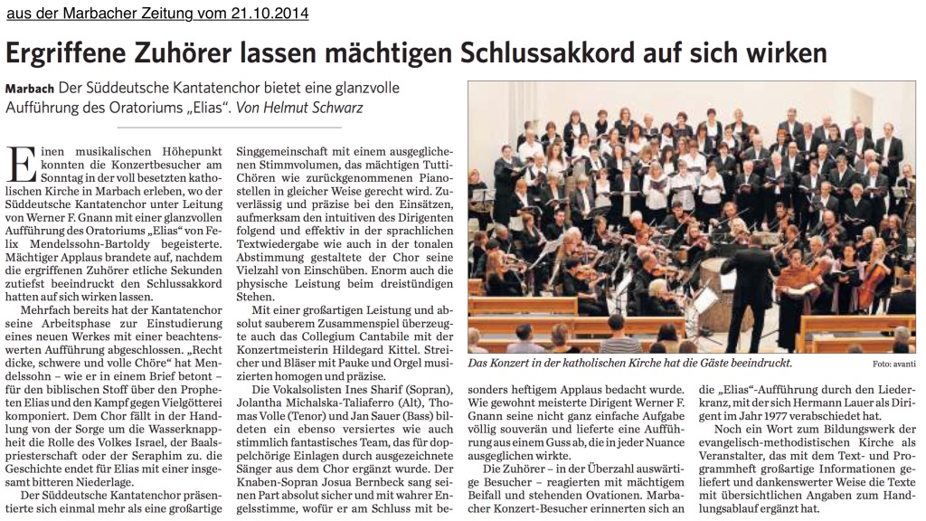 Elias-Rezension, Marbacher Zeitung